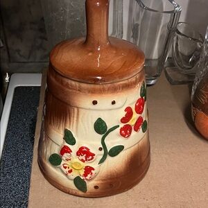 Butter Churn with Floral Design Cookie jar